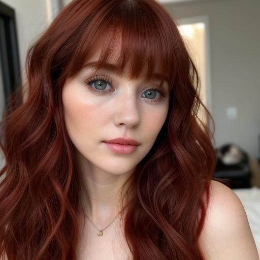 Beautiful Woman with Red Hair and Bright Eyes