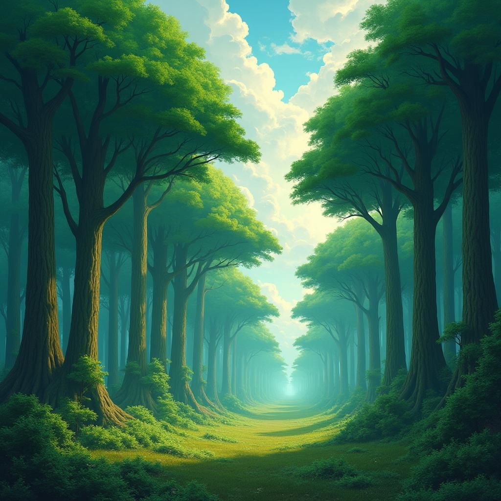 Enchanted Forest Landscape in Dreamlike Style