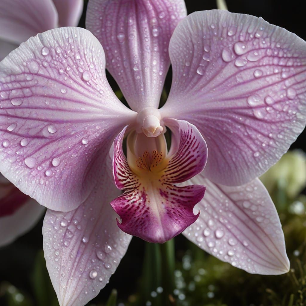 Dew-Kissed Orchid: A Macro Photograph