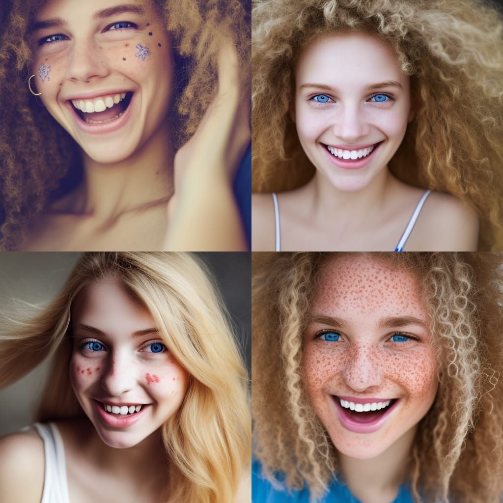 Blond Woman with Freckles Smiling Portrait