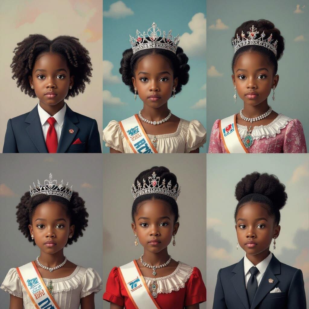 Black Girl Re-enacting Iconic Roles in Dreamlike Matte Paint...