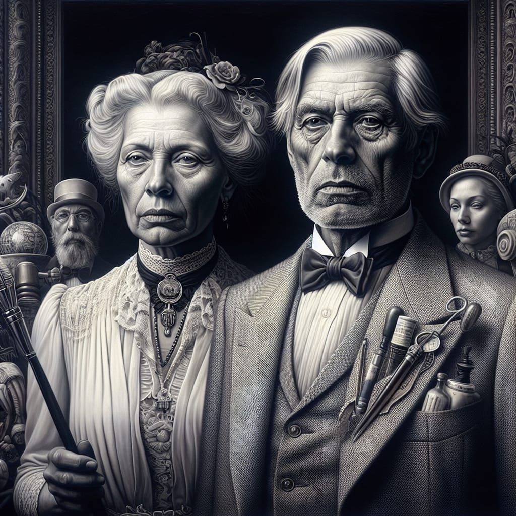 Old wealthy man with his wife