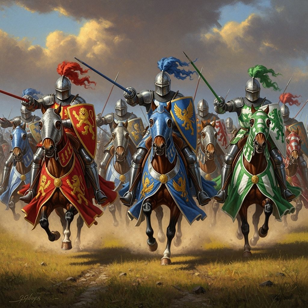 Epic Knights Charge: Medieval Armor and Heraldry