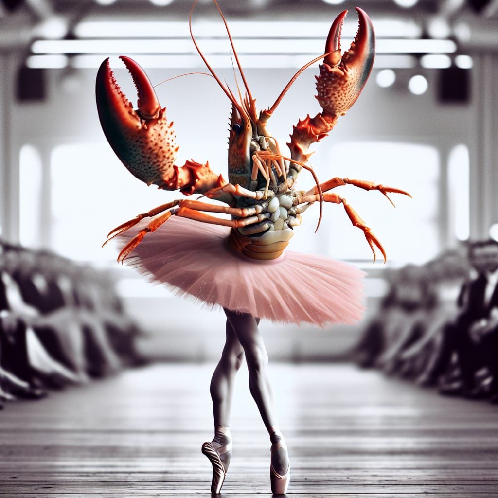 Ballerina Crustacean Hybrid Dancing: Dreamlike Horror