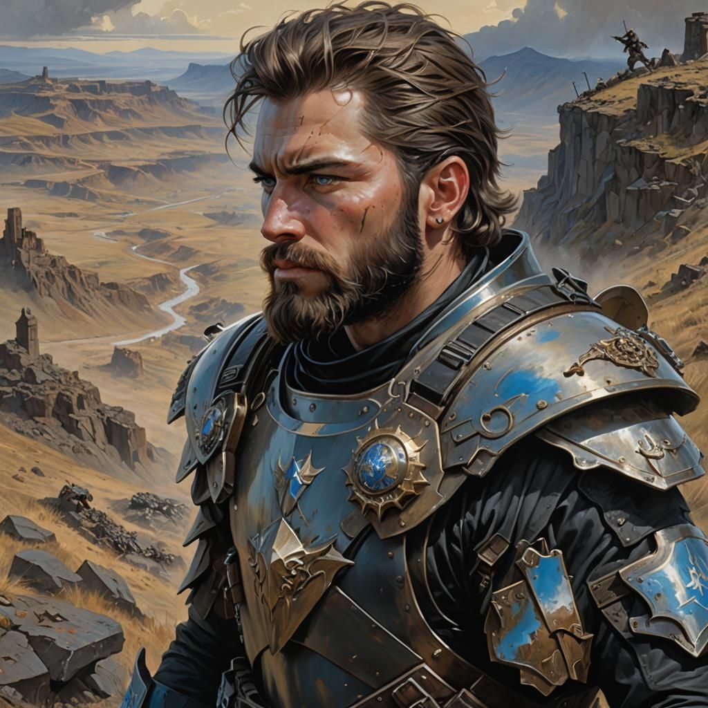 Post-Apocalyptic Warrior Portrait in Acrylic Painting Style