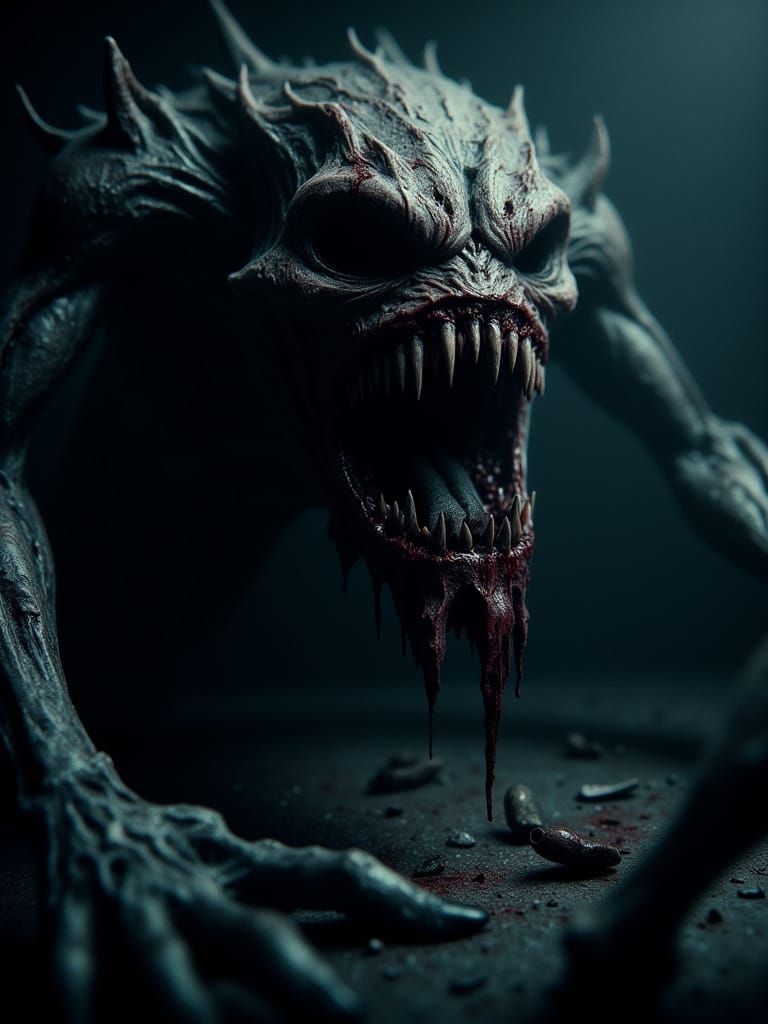 Grotesque Biomechanical Horror Emerges from Shadows