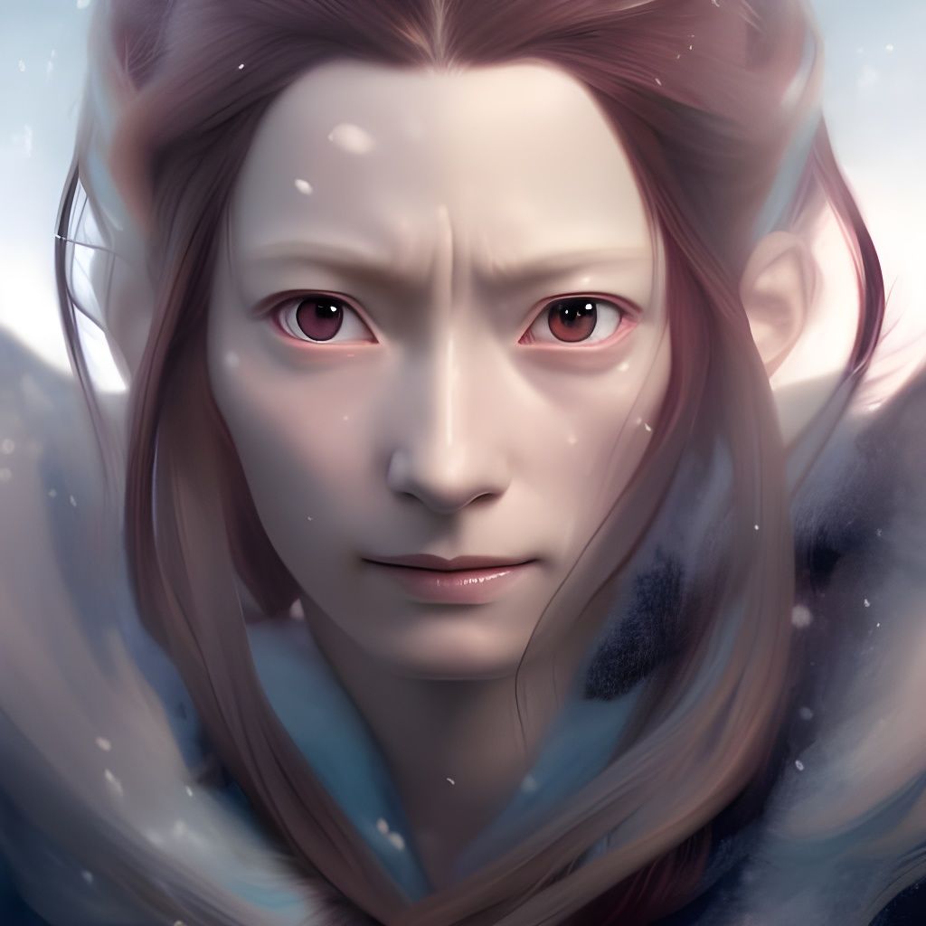 Tilda Swinton Winter Portrait in Anime Style