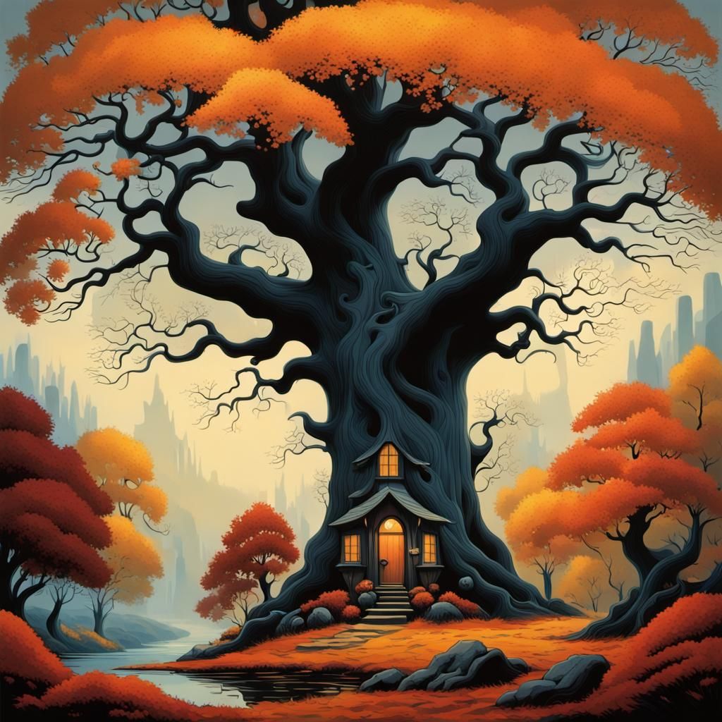 Cozy Treehouse Home in Autumn, Earle Style