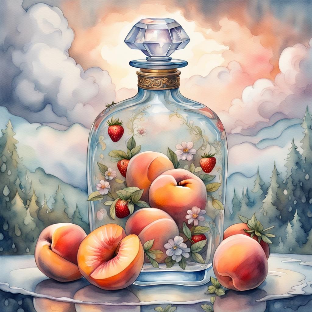 Peach and Strawberry Rain in Perfume Bottle