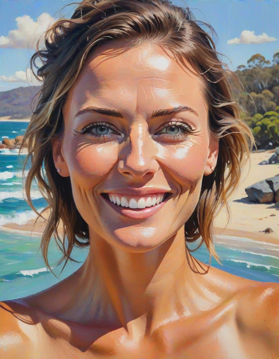 Sultry Australian Woman Embracing a Sunny Day