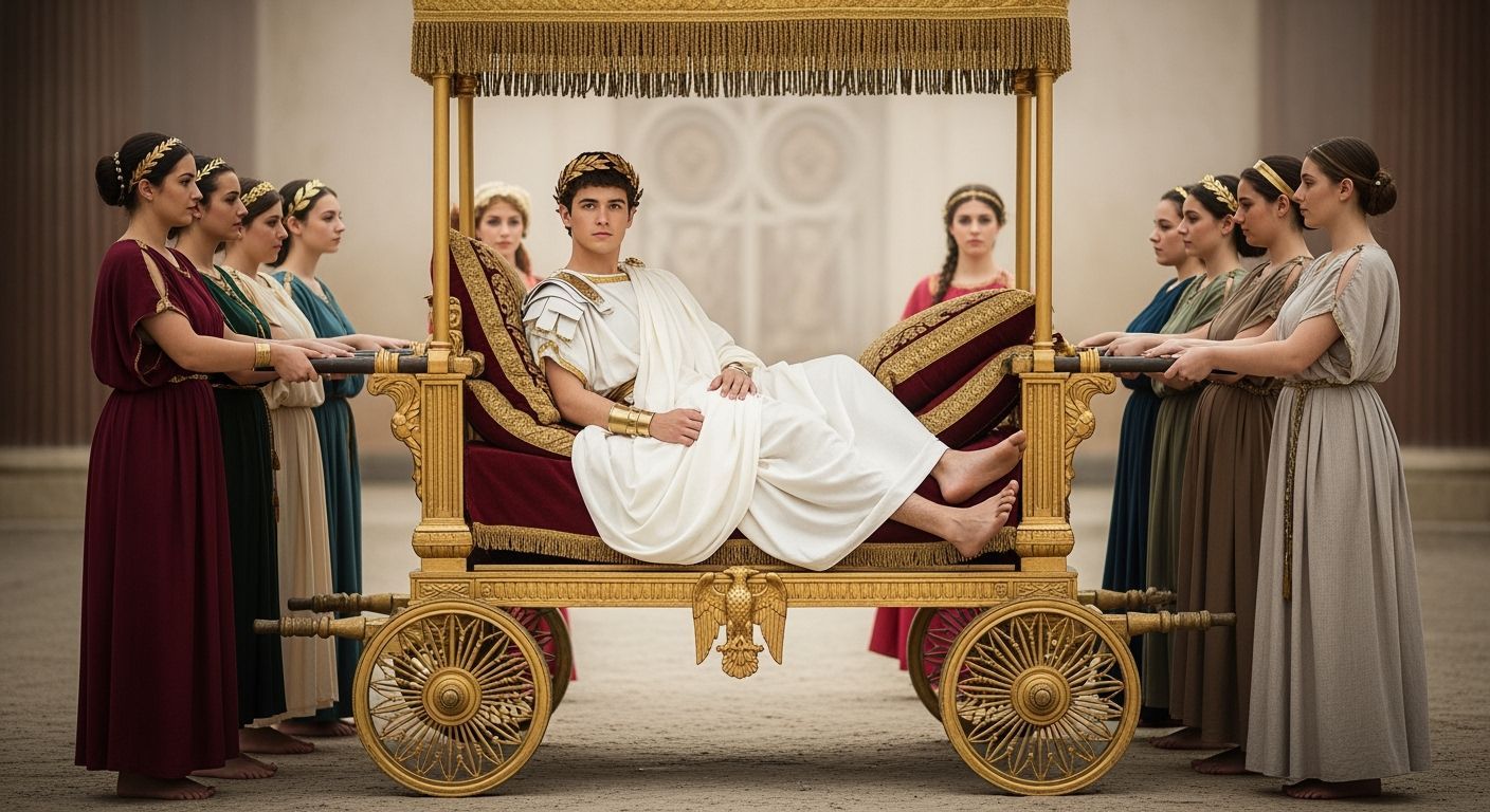 Opulent Roman Emperor on Imperial Litter