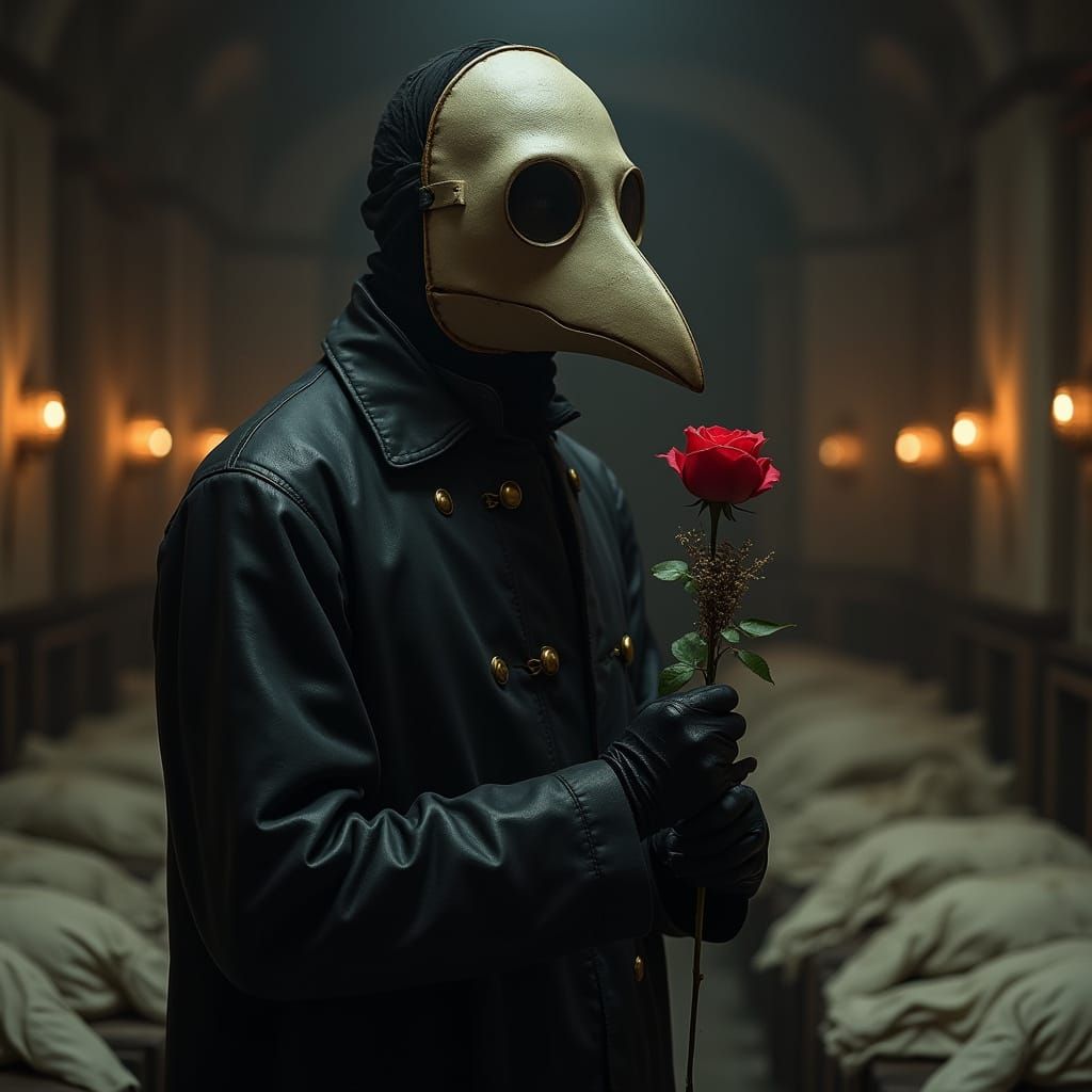 Grim Plague Doctor Discovers Hope in Dark Morgue