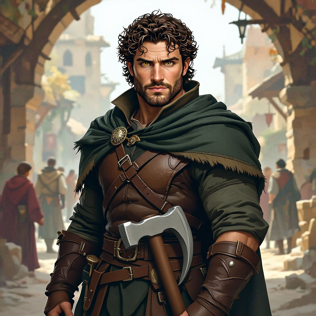 Perrin Aybara: Muscular Blacksmith Apprentice with Yellow Wo...