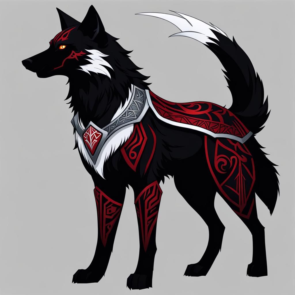 Armored Anthro Wolf with Tribal Markings