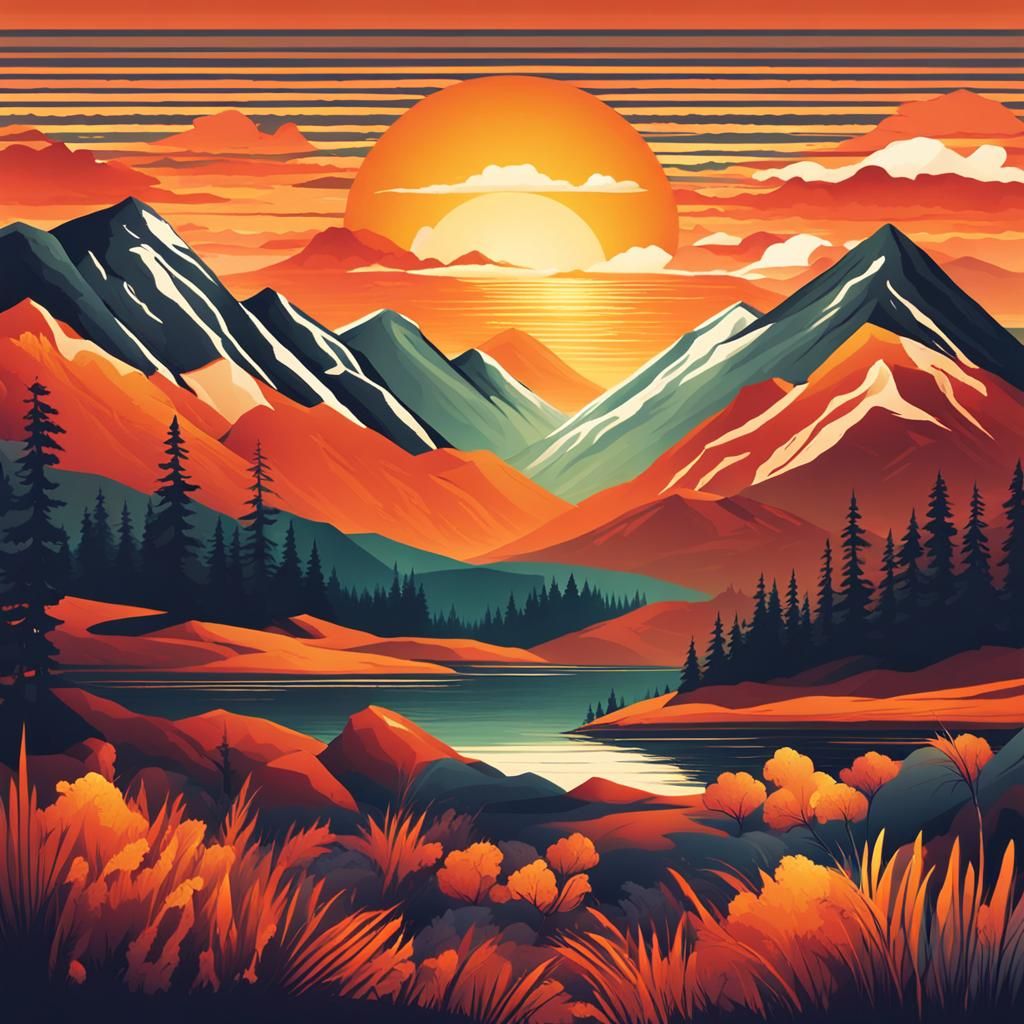 Majestic Sunrise Over Mountain Peaks