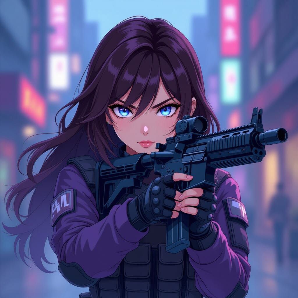 Anime Girl in Futuristic Counterstrike Outfit