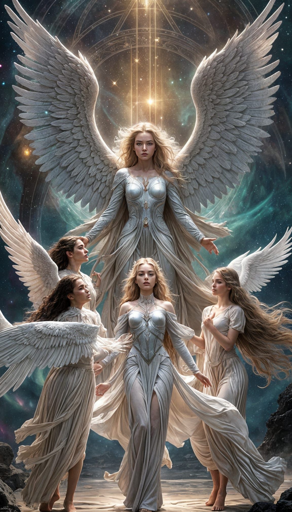 Astral Angel in Aurora Aether: Digital Painting