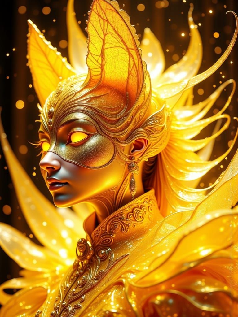 Metallic Cat-Woman in Origami Haute Couture