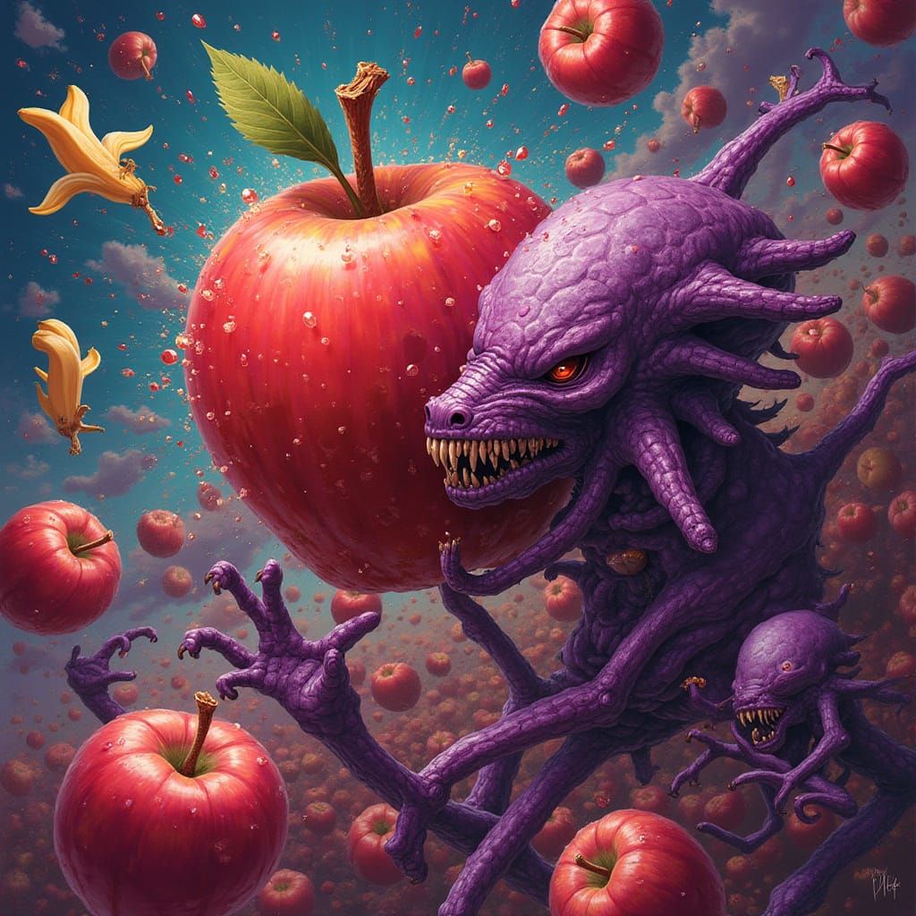 Galactic Harvest Wars: A Hyperrealistic Clash of Fruits and ...