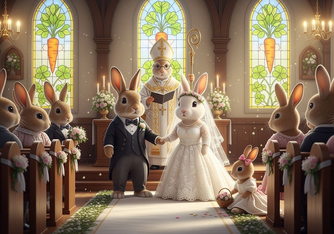 Rabbit Wedding in Traditional Chapel