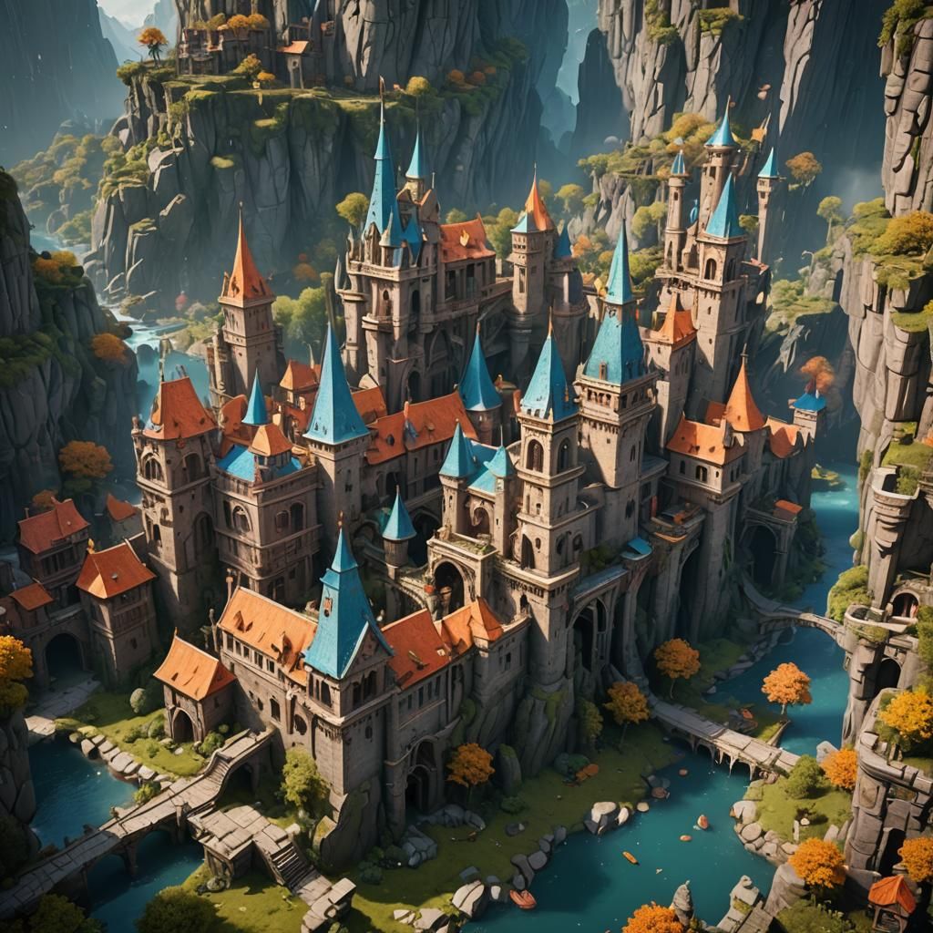 Fantastical Children in Deep Color, Detailed Matte Painting