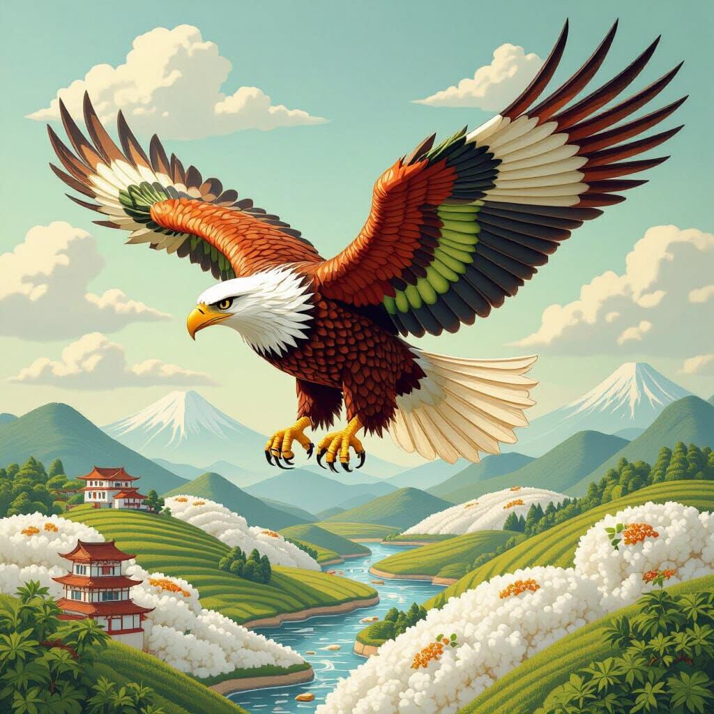 Sushi Eagle in Flight: A Vibrant Food Art Creation