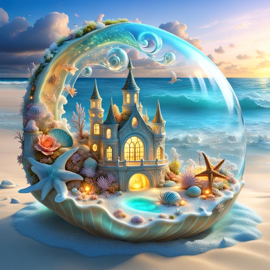 Electroluminescent Fairytale Beach in Conch Shell