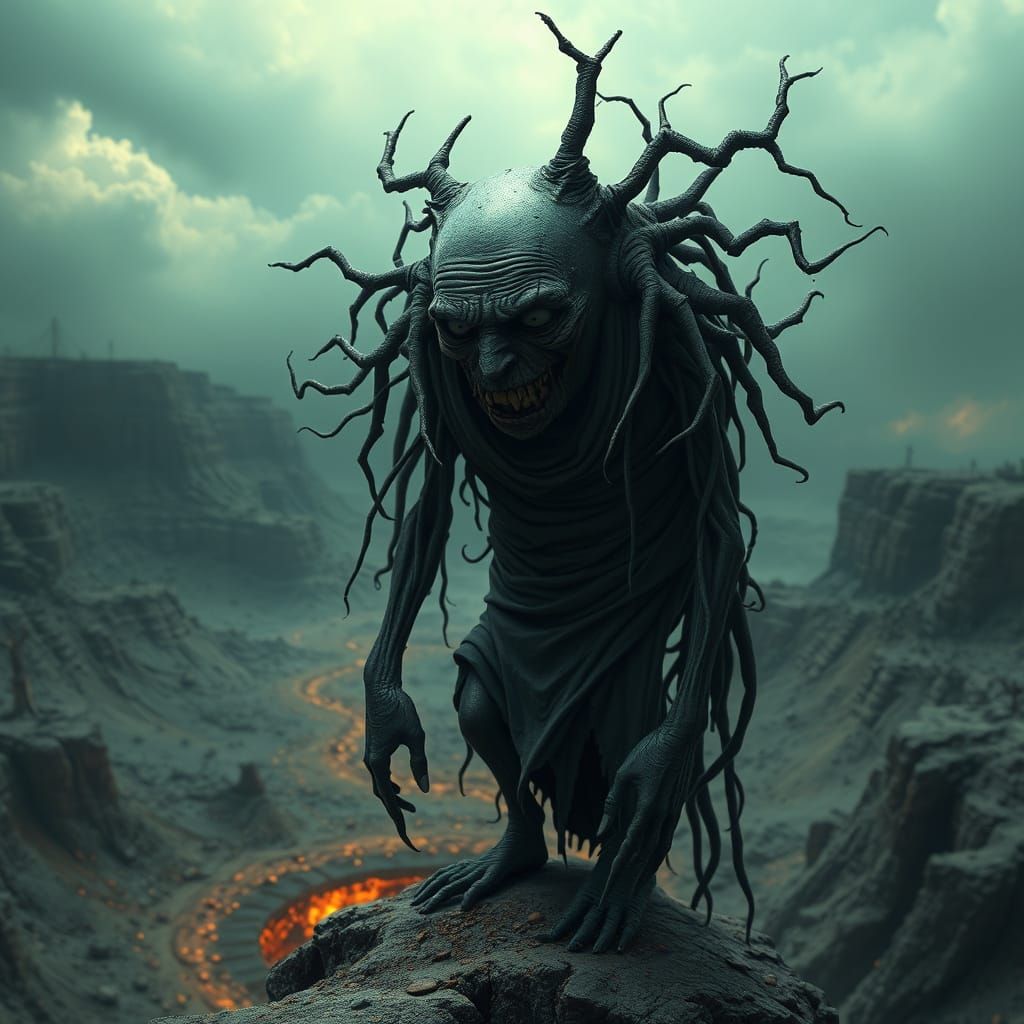 Tormented Figure Stares into the Abyss of Despair