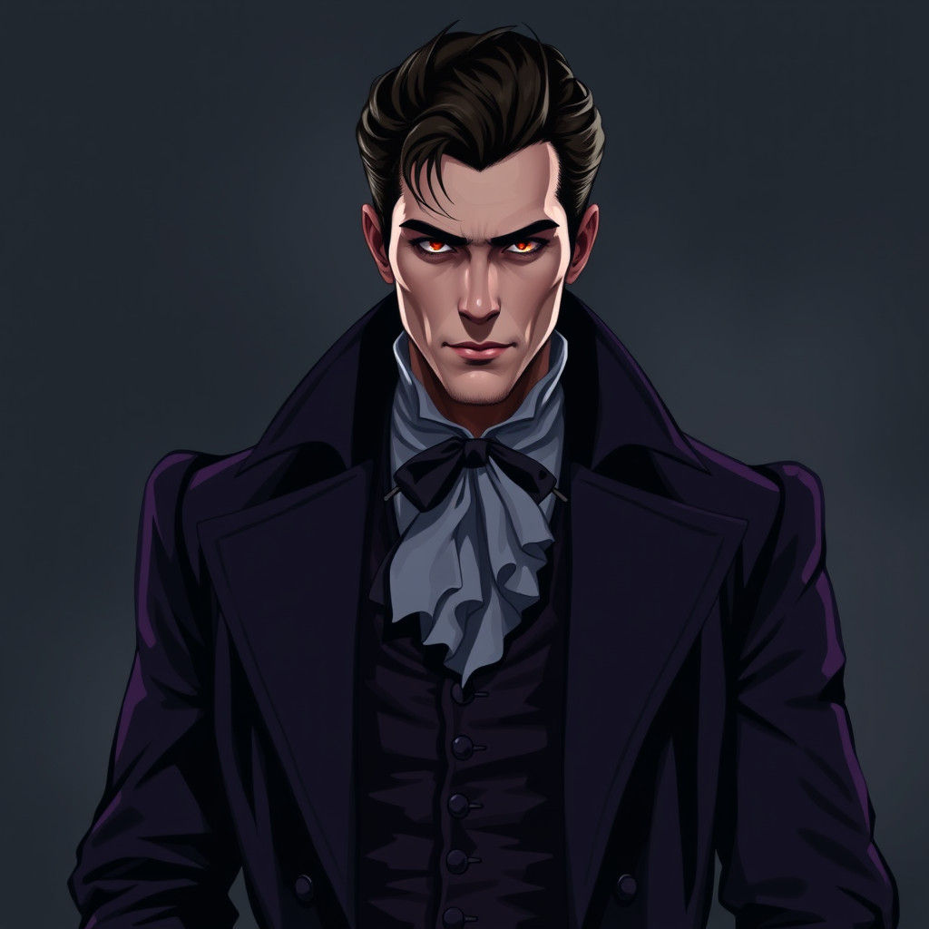 Handsome Gothic Man in Victorian Era: Digital Art