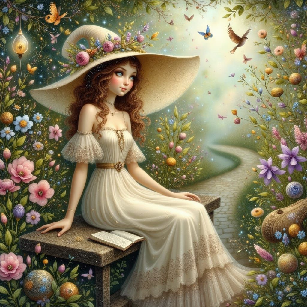Whimsical Garden Goddess in Soft Focus
