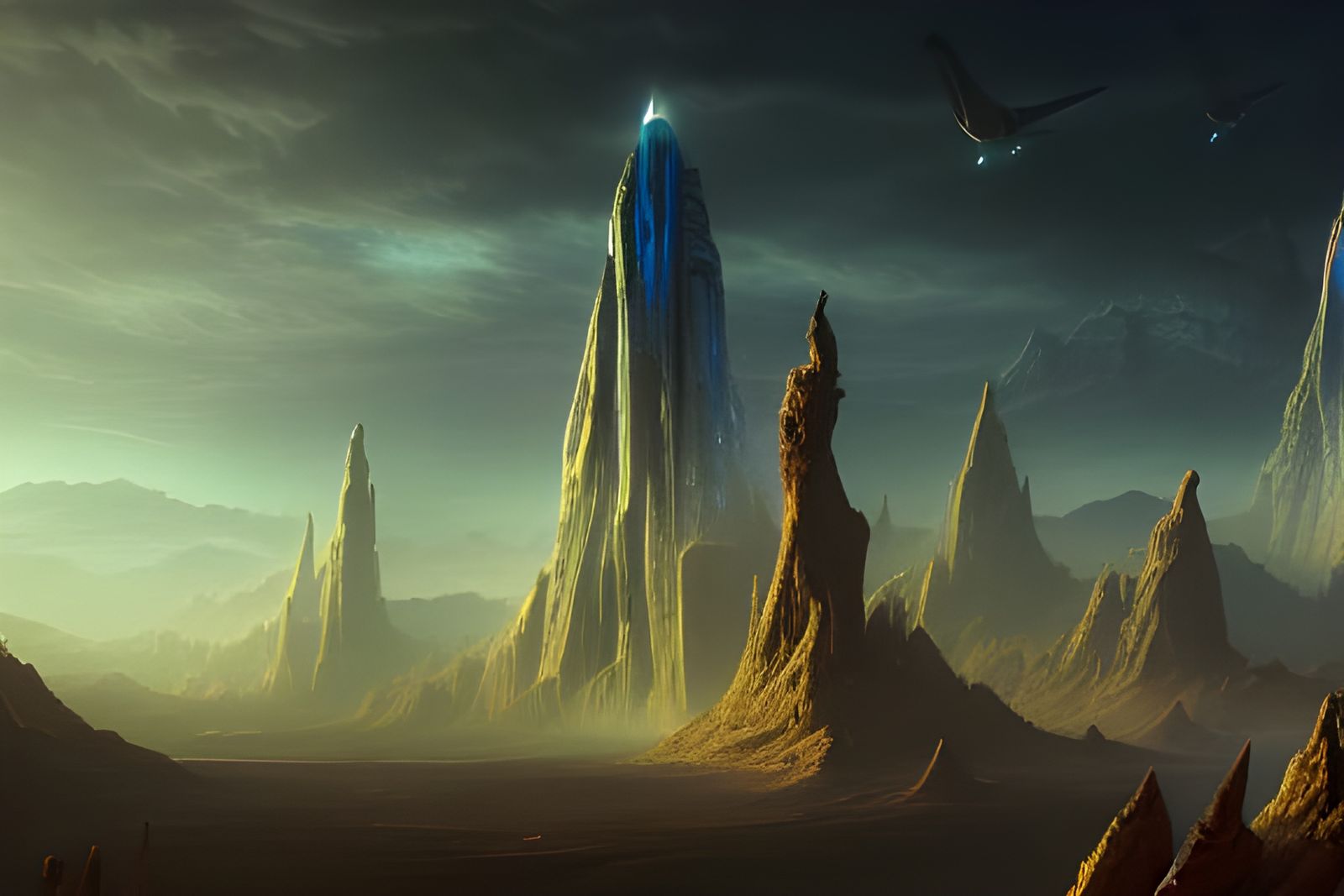 Fantastical Alien City in the Sky: Detailed Matte Painting