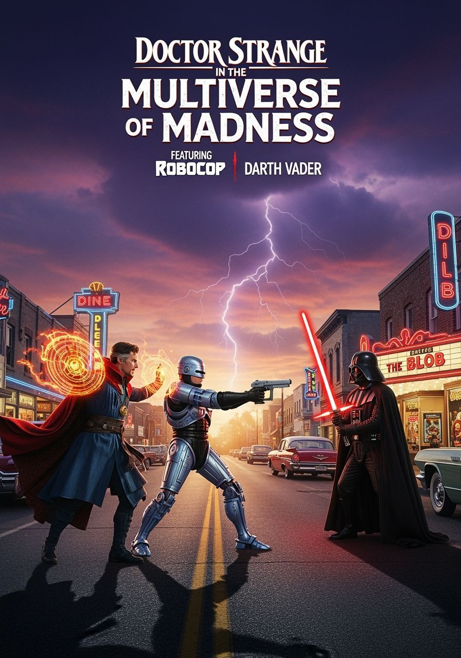 Doctor Strange & Robocop vs Darth Vader Movie Poster