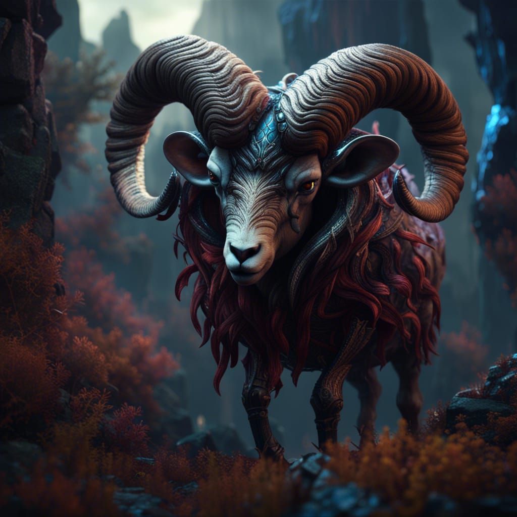 Detailed Matte Painting of a Ram
