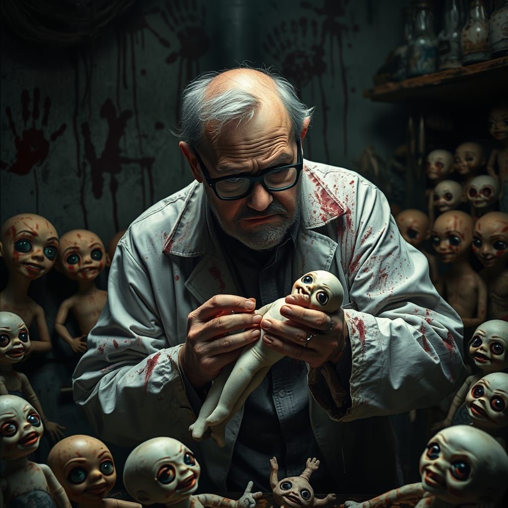 Gothic Inventor Creates Twisted Dolls in Haunted Workshop