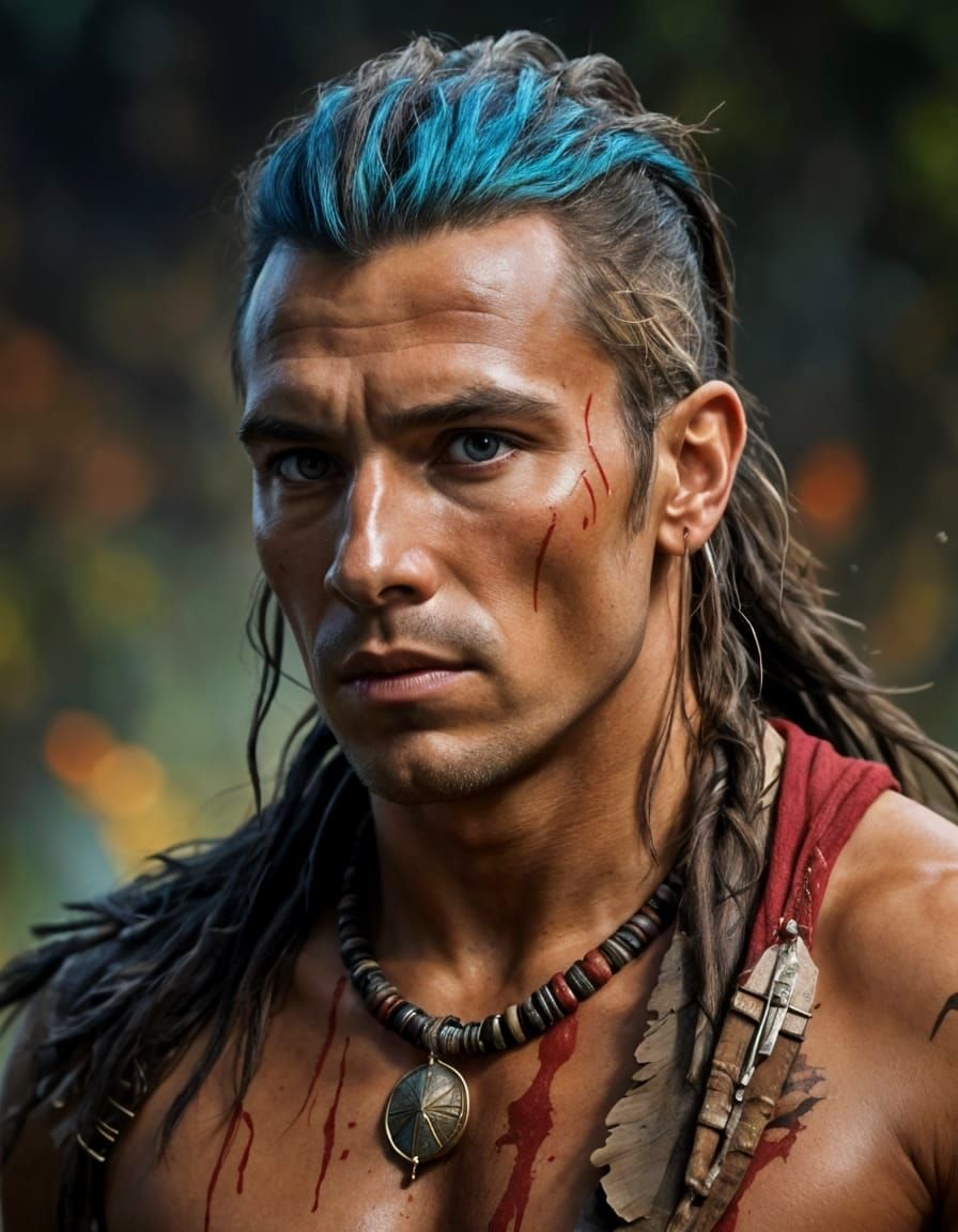 Hyperrealistic Portrait of Mohican Warrior in Unreal Engine