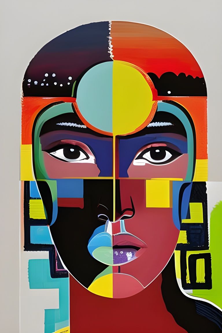 Abstract Portrait in Rothko Style with Bold Colors