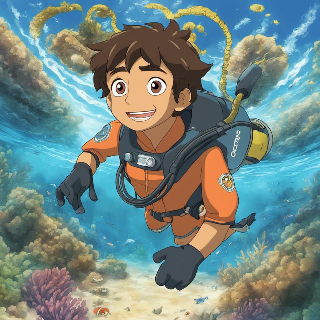 Diego in Scuba Suit: Anime Style Illustration