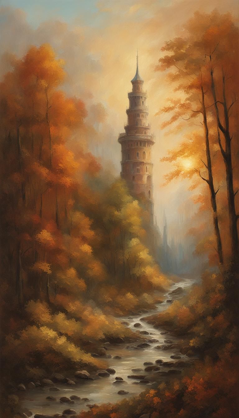 Celestial Tower of Babel: Baroque Landscape Painting
