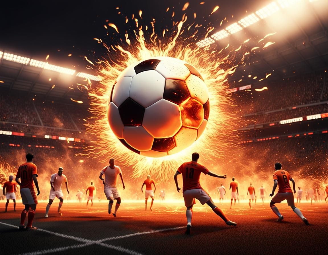 Fiery Football Match: Molten Metal Eruption