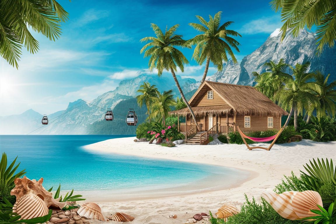 Exotic Beach Paradise with Swiss Mountain Backdrop