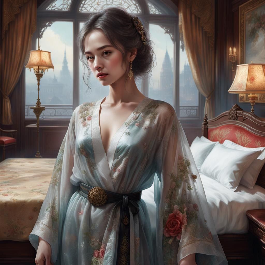 Detailed Portrait of Woman in Sheer Robe