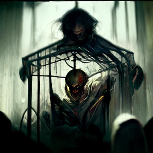 Sinister Figures Twitching in a Cage