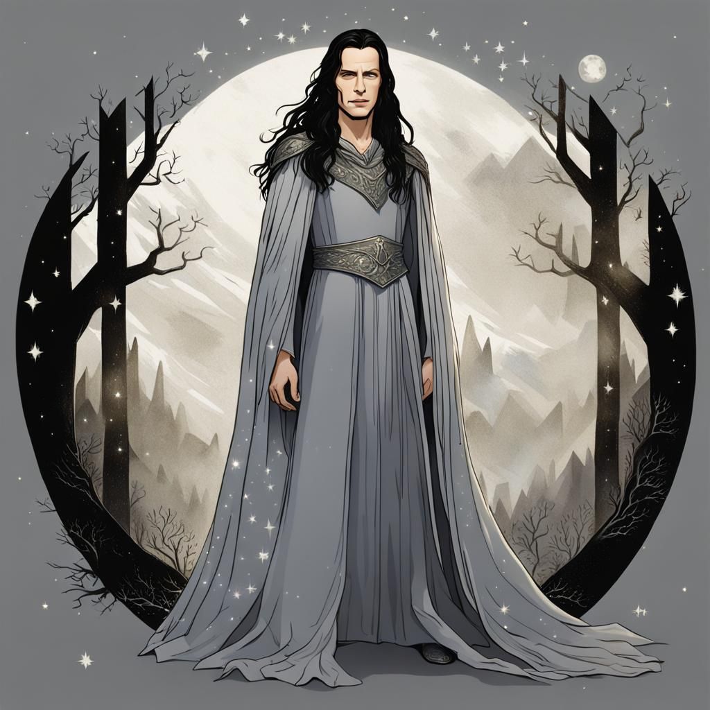 Elven Prince and Princess in Starry Night