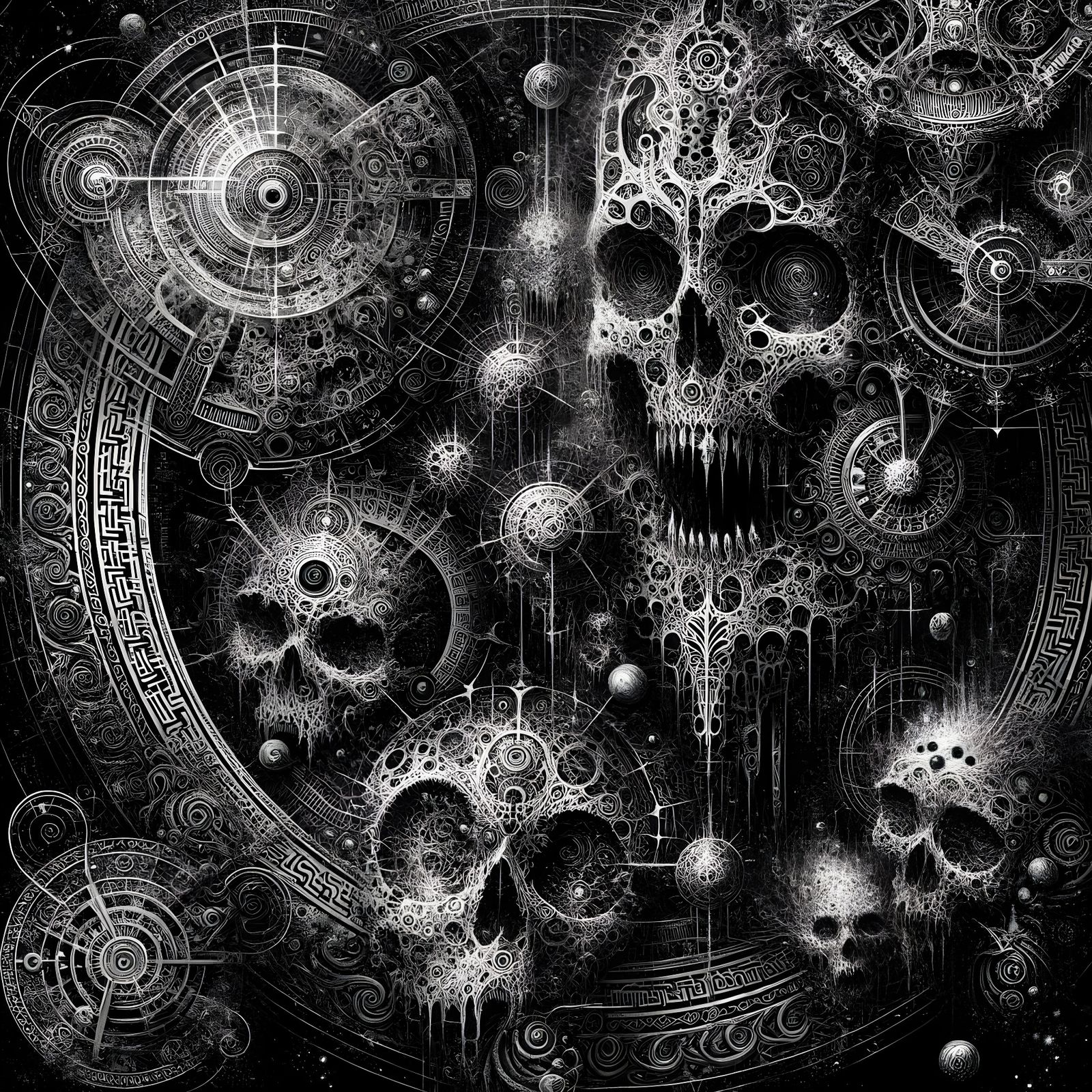 Intricate Horror Art: Sci-Fi Fantasy Fusion