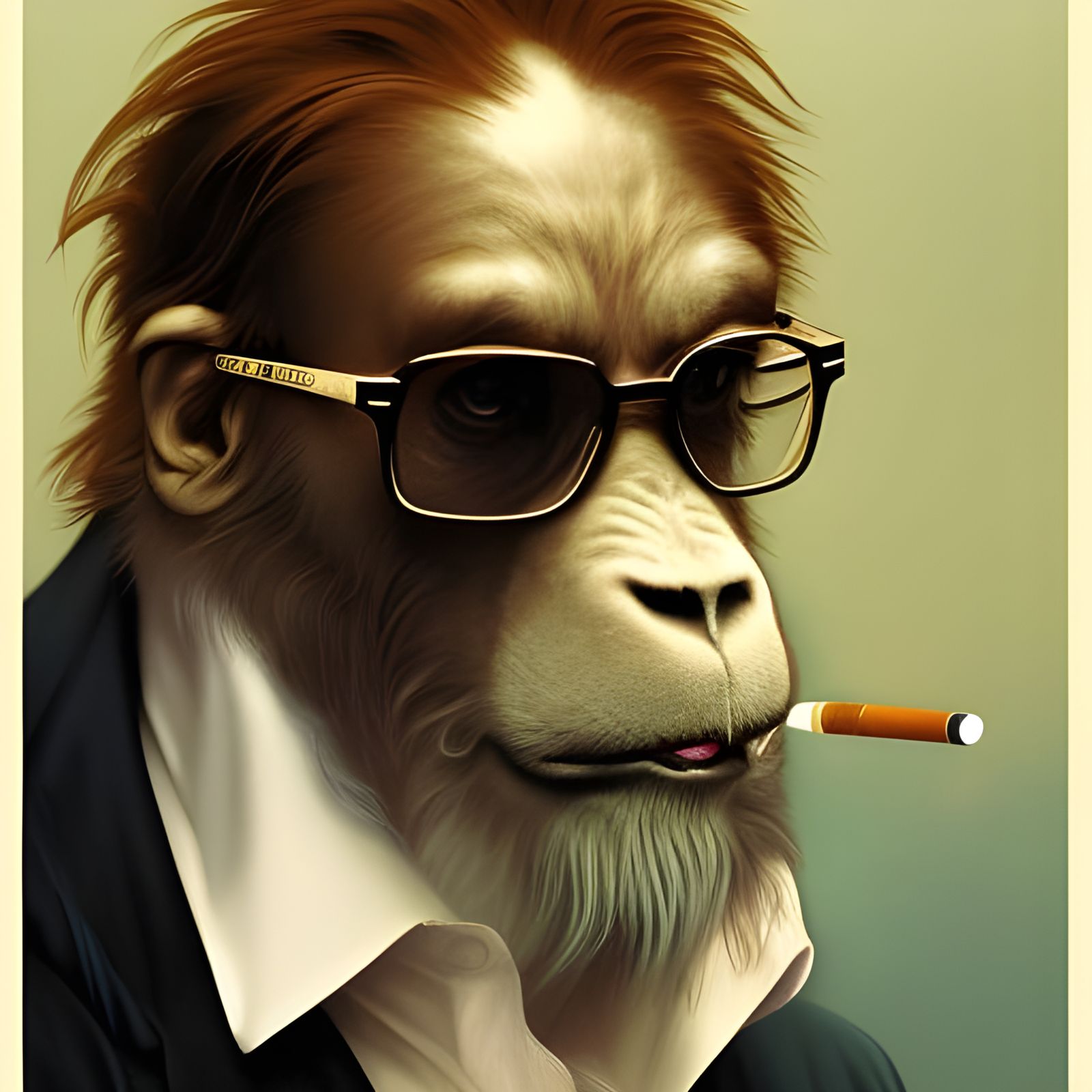 Golden Ape Portrait in Hyperdetailed Digital Art Style