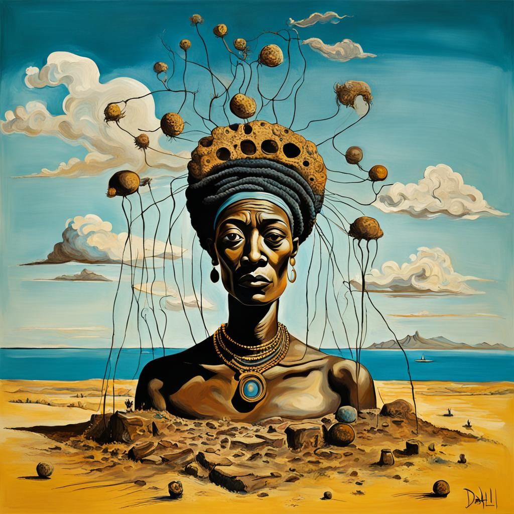 African Mother in Surrealist Style