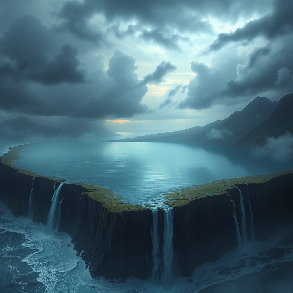 Ethereal Fantasy Lake on a Stormy Day in Fantasy Concept Art...