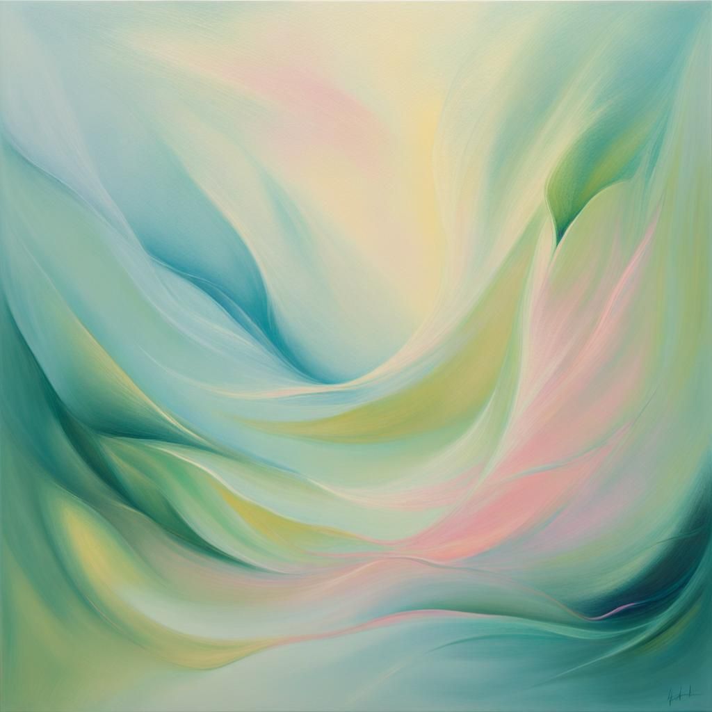 Abstract Oil Painting with Soft Flowing Colors