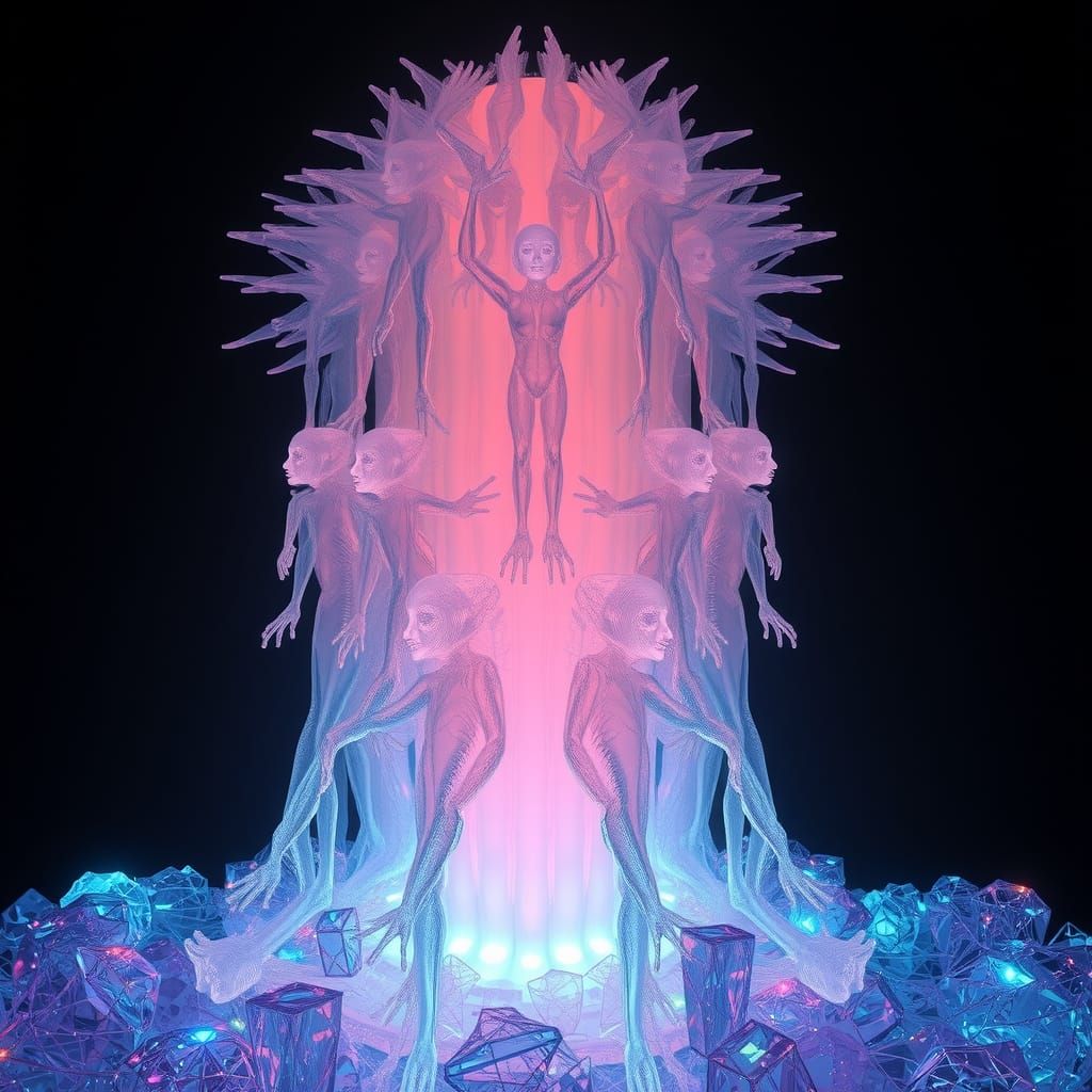 Translucent Being Pillar in Futuristic Style