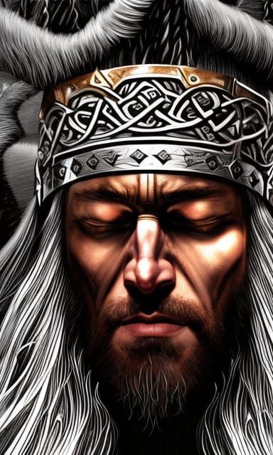 Viking King Portrait with Ornamental Crown